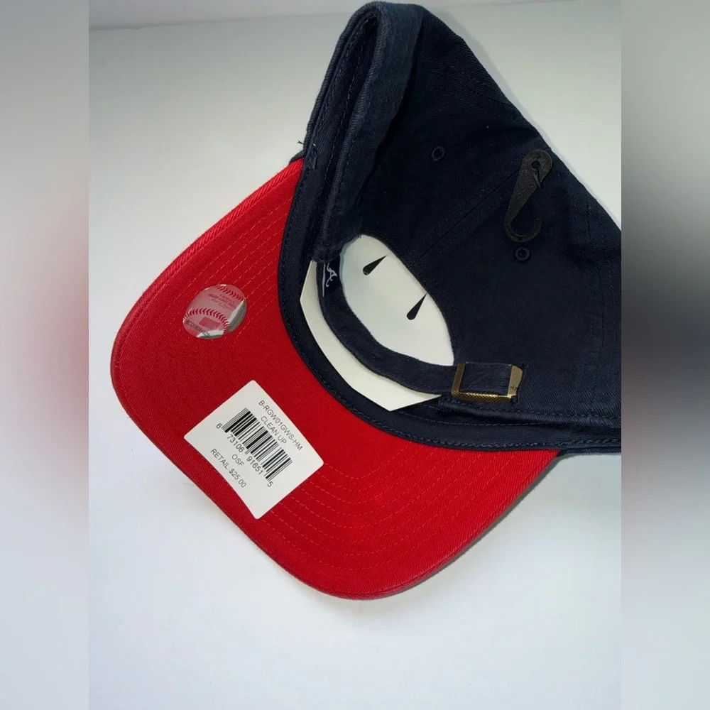 NWT Atlanta Braves '47 Brand Clean Up Adjustable Hat - Navy & Red - Picture 2 of 2